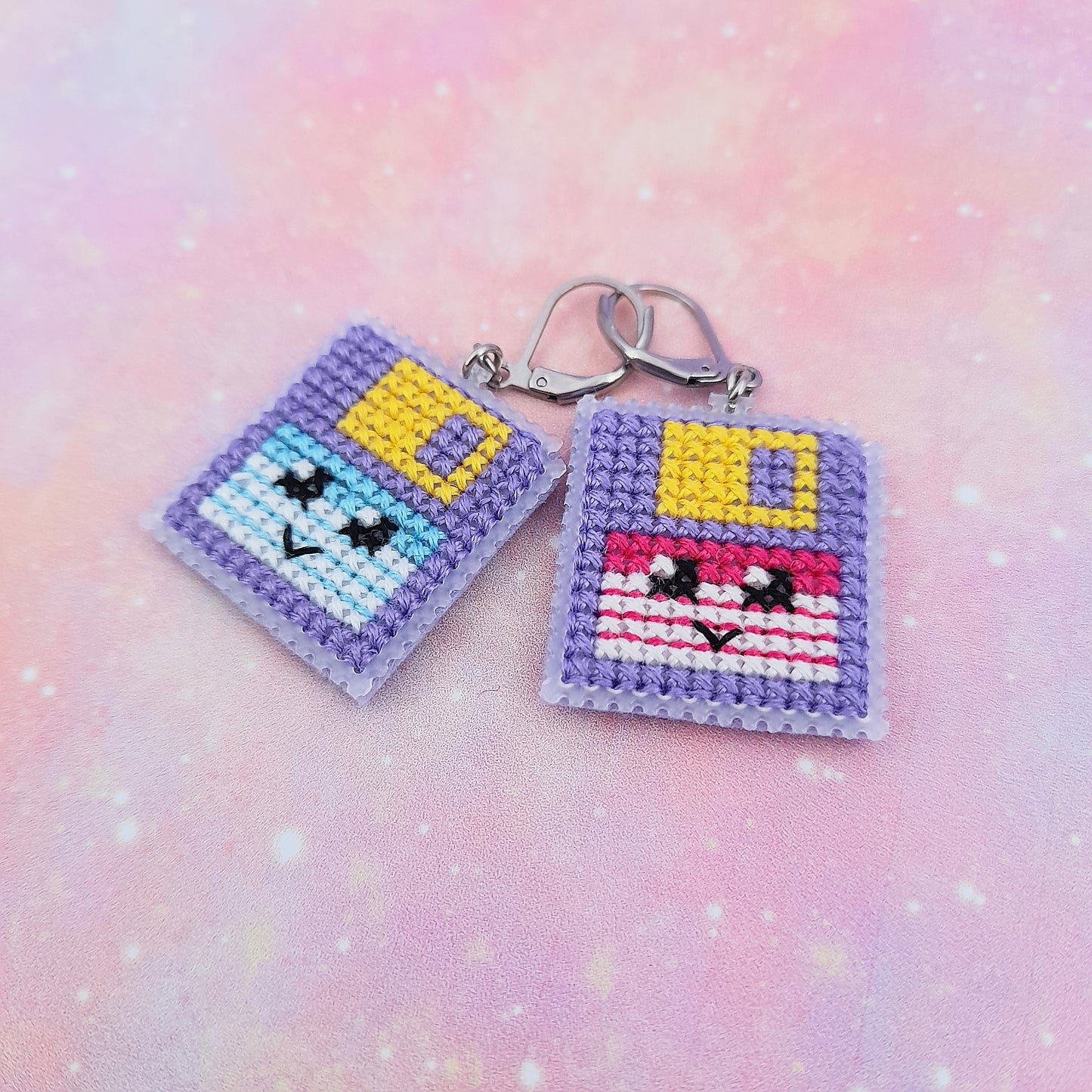 Disquettes pastels - Boucles d'oreilles