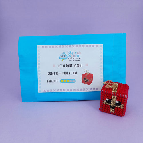 DIY Kit - 3D Gift in Red and Gold - Difficulty 3